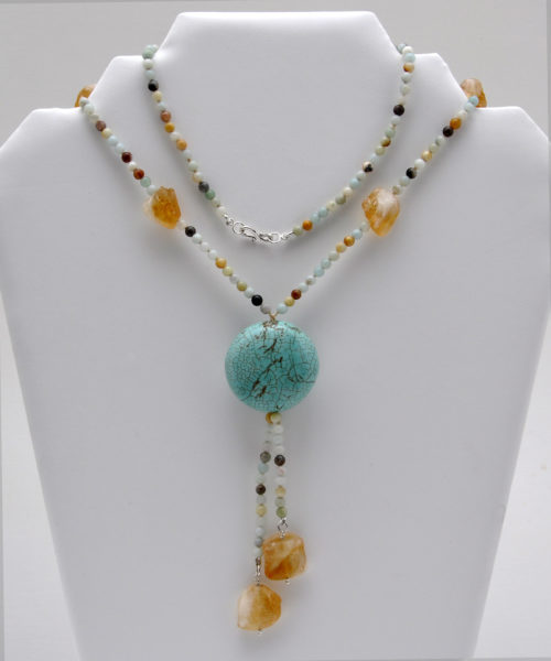 Collar Largo Turquesa y Citrino