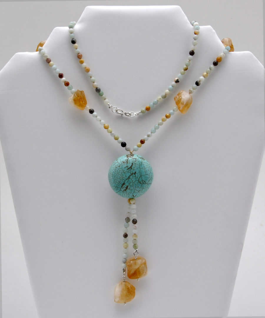 Collar Largo Turquesa y Citrino