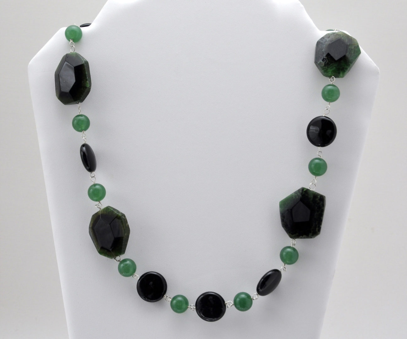 Collar Ágatas Verde y Ónix