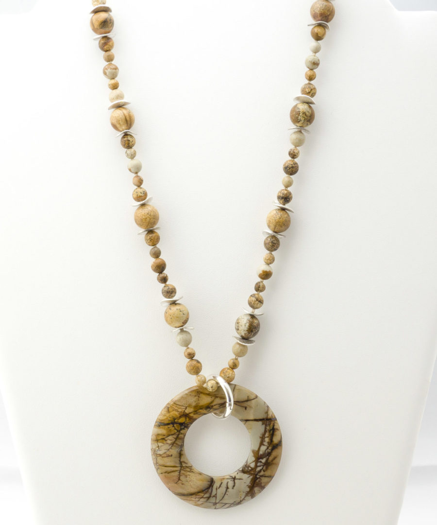 Colgante de Jaspe Arandela Beige y Grises