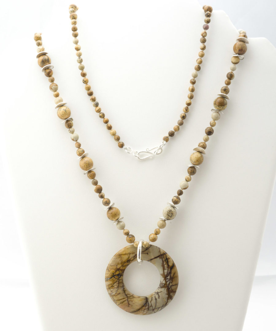 Colgante de Jaspe Arandela Beige y Grises