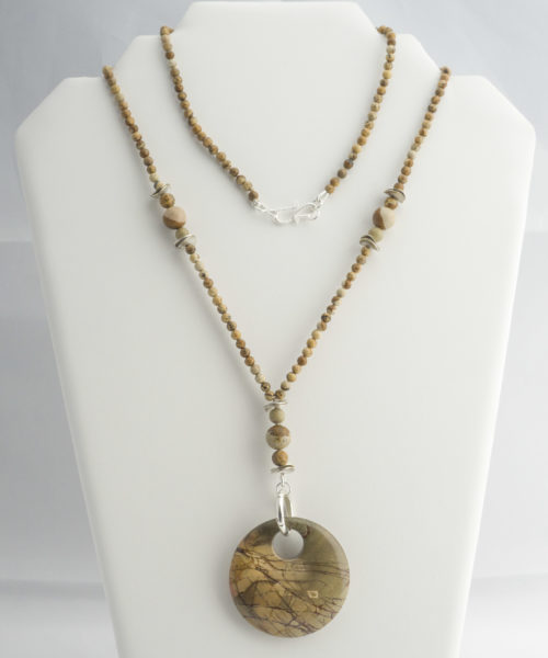 Colgante de Jaspe Redondo Beige y Grises Nº2