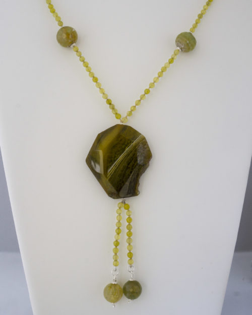Collar de Ágatas Verde-Limón