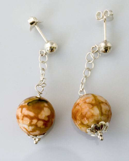 Pendientes en Plata con Ágatas Naranjas