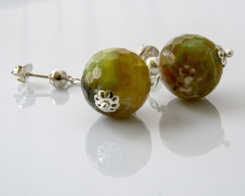 Pendientes con Ágatas craqueladas verdes