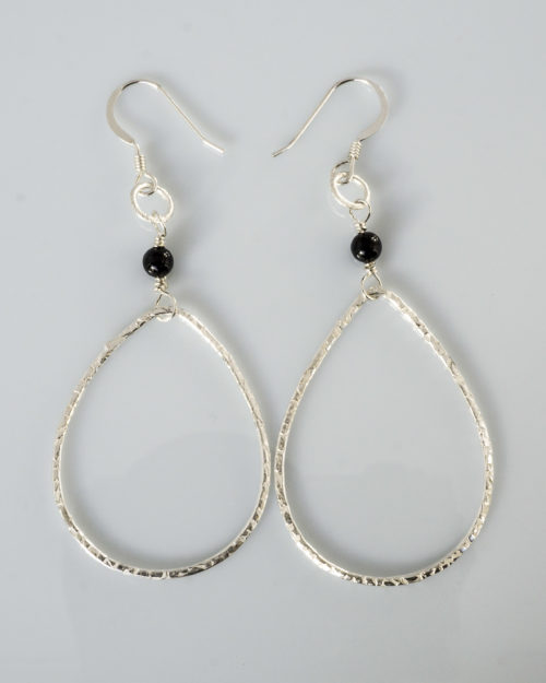 Pendientes forma de gota en Plata y Ónix