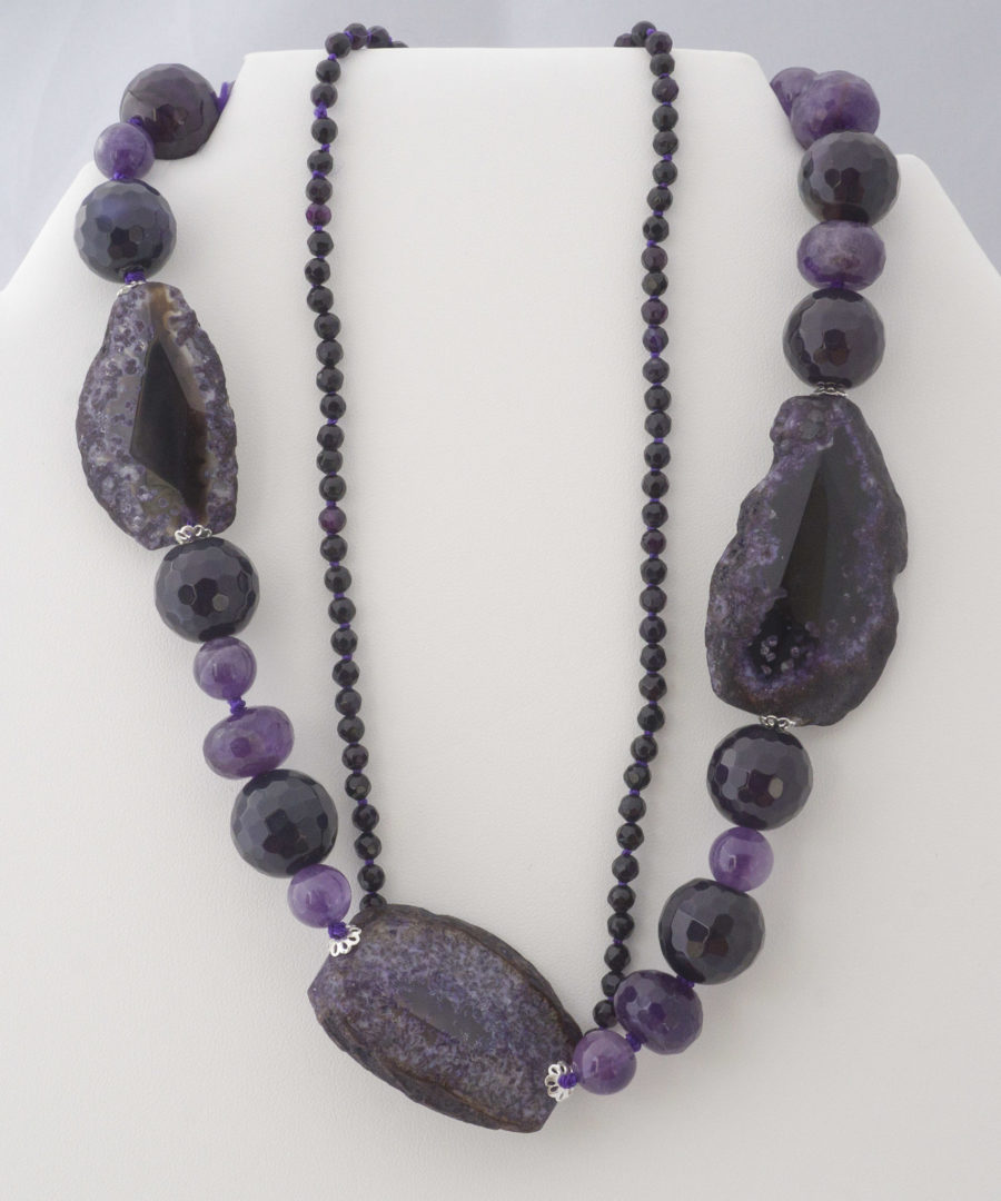 Collar Convertible Ágatas y Amatistas