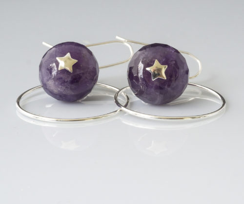 Pendientes con Aro Móvil con Amatista