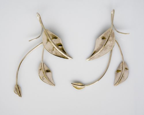 Pendientes Rama Hojas en plata.